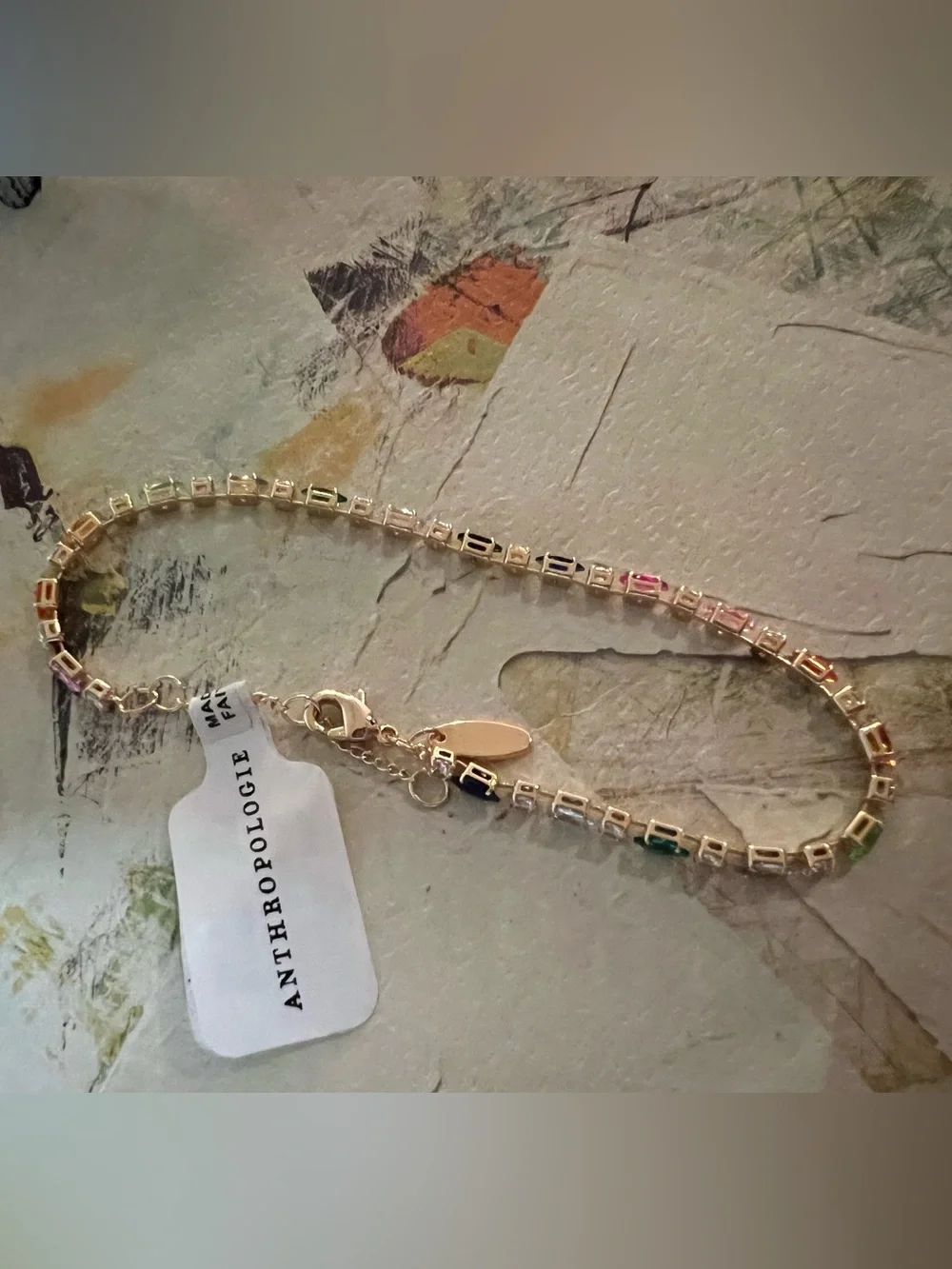 Anthropologie Colorful Crystal Tennis Bracelet - NWT